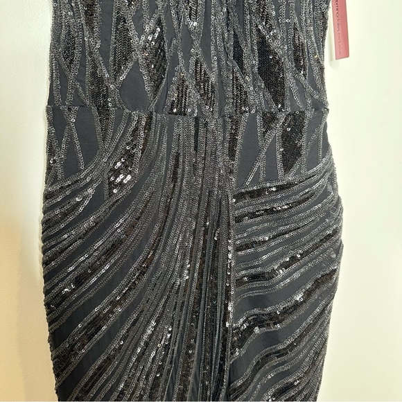 NWT AQUA Mock-Neck Sequined Gown Bloomingdales Exclusive Black Size 10 - Picture 6 of 15